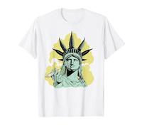 Estatua de la Libertad para Fumar Marihuana Chilling Weed Stoner 420 Camiseta, Hombre, Blanco, S
