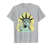 Estatua de la Libertad para Fumar Marihuana Chilling Weed Stoner 420 Camiseta, Hombre, Gris Jaspeado, XL