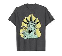 Estatua de la Libertad para Fumar Marihuana Chilling Weed Stoner 420 Camiseta, Hombre, Jaspeado Oscuro, 6XL
