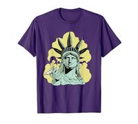 Estatua de la Libertad para Fumar Marihuana Chilling Weed Stoner 420 Camiseta, Hombre, Morado, M