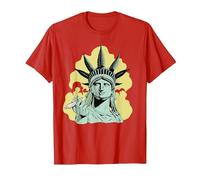 Estatua de la Libertad para Fumar Marihuana Chilling Weed Stoner 420 Camiseta, Hombre, Rojo, L
