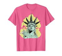 Estatua de la Libertad para Fumar Marihuana Chilling Weed Stoner 420 Camiseta, Hombre, Rosa Jaspeado, L