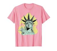 Estatua de la Libertad para Fumar Marihuana Chilling Weed Stoner 420 Camiseta, Hombre, Rosado, S