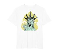 Estatua de la Libertad para Fumar Marihuana Chilling Weed Stoner 420 Camiseta, Hombre Tallas Grandes, Blanco, 5X Alto