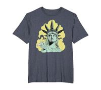 Estatua de la Libertad para Fumar Marihuana Chilling Weed Stoner 420 Camiseta, Hombre Tallas Grandes, Azul Jaspeado, 5X Alto