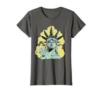 Estatua de la Libertad para Fumar Marihuana Chilling Weed Stoner 420 Camiseta, Mujer, Asfalto, XS