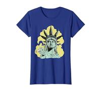 Estatua de la Libertad para Fumar Marihuana Chilling Weed Stoner 420 Camiseta, Mujer, Azul Real, 3XL