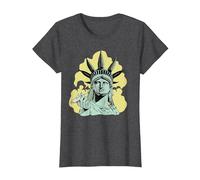Estatua de la Libertad para Fumar Marihuana Chilling Weed Stoner 420 Camiseta, Mujer, Jaspeado Oscuro, 3XL