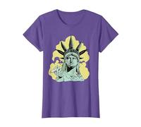 Estatua de la Libertad para Fumar Marihuana Chilling Weed Stoner 420 Camiseta, Mujer, Morado Jaspeado, S