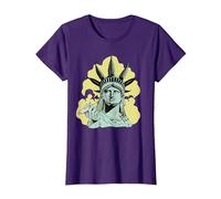 Estatua de la Libertad para Fumar Marihuana Chilling Weed Stoner 420 Camiseta, Mujer, Morado, XL