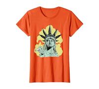 Estatua de la Libertad para Fumar Marihuana Chilling Weed Stoner 420 Camiseta, Mujer, Naranja, XXL
