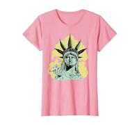 Estatua de la Libertad para Fumar Marihuana Chilling Weed Stoner 420 Camiseta, Mujer, Rosado, M