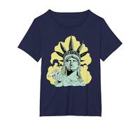 Estatua de la Libertad para Fumar Marihuana Chilling Weed Stoner 420 Camiseta, Mujer Tallas Grandes, Azul Marino, 2XL Grande