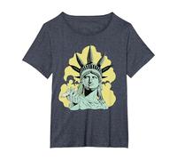Estatua de la Libertad para Fumar Marihuana Chilling Weed Stoner 420 Camiseta, Mujer Tallas Grandes, Azul Jaspeado, 4XL Grande