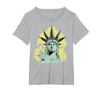 Estatua de la Libertad para Fumar Marihuana Chilling Weed Stoner 420 Camiseta, Mujer Tallas Grandes, Gris Jaspeado, 5XL Grande