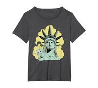 Estatua de la Libertad para Fumar Marihuana Chilling Weed Stoner 420 Camiseta, Mujer Tallas Grandes, Jaspeado Oscuro, 3XL Grande