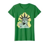 Estatua de la Libertad para Fumar Marihuana Chilling Weed Stoner 420 Camiseta, Mujer, Verde Kelly, XS