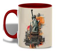 Estatua De La Libertad Taza Único Mug Microondas Taza De Café Para Cappuccino Escuela Bebidas Frías Y Calientes 330Ml