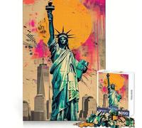 Estatua de la Libertad Vintage 1000 Piezas Rompecabezas para Adultos Regalos Juguete de Lógica Fina Diversión Suave Bordes Limpios Regalo Encantador 50x75cm