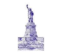 Estatua de la libertad vintage Calcomanías de pared de PVC 54.4x98.1cm Impermeable Azul oscuro