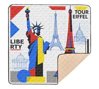 Estatua de la Libertad y la Torre Eiffel: arte modernista, suave, gruesa, alfombra de juego para bebés, para interiores y exteriores, no tóxica, alfombra de juego para bebés y niños pequeños, 50 x 50