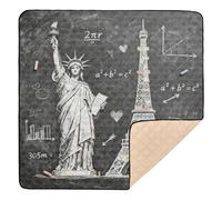 Estatua de la Libertad y la Torre Eiffel: Pizarra Matemática Arte Grande Antideslizante Baby Play Mat para Piso Cómoda Alfombra de Juego de Viaje para Bebés Niños Pequeños Bebés, 50 x 50 pulgadas