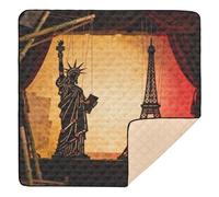Estatua de la Libertad y la Torre Eiffel: Silhouette Art - Tapete grande y elegante para gimnasio y actividades para el suelo, no tóxico, acolchado, para recién nacidos, bebés y niños pequeños, 50 x