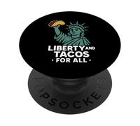 Estatua de la Libertad y Tacos para Todos, Funny America & Taco T PopSockets PopGrip Adhesivo