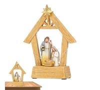 Estatua De La Sagrada Familia - 19 Cm Figura Navideña | Estatua Decorativa De Resina Con Luz Cálida Decoración De Navidad - Figura Nacimiento Iluminada Para Sala Mesa Estantería - Ambiente Tranquilo