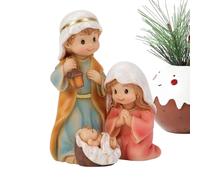 Estatua de la Sagrada Familia - Figura de decoración navideña de resina, Figuras de la Sagrada Familia de dibujos animados, Decoraciones navideñas de resina, Conjunto de belén | | Estatua del Nacimien