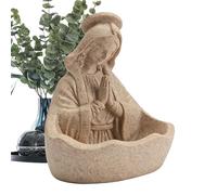 Estatua de la Virgen María | 14 cm Religioso con Portarrosario - Figura de la Virgen María Decoración de Interior | Para Porche, Mesa De Comedor, Repisa De Chimenea, Iglesia, Meditación Y Oración