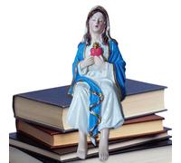 Estatua de la Virgen María - Figura Santa de Resina Pintada a Mano 13 cm Decoración Religiosa Católica Escultura de la Santísima Madre | Inspirador estante de escritorio para el hogar, repisa, rincón