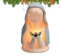 Estatua de la Virgen María | Iluminación de figura de oración devocional, luz nocturna de Navidad, para el hogar, Navidad, cumpleaños, guardería, habitación universitaria, decoración de mesita de