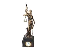 Estatua de Lady Justice, decoración de Escritorio, Soporte para Reloj, Escultura clásica Europea de la de la Justicia y la equidad con Reloj Antiguo, Ideal para Decorar Salas de Estar
