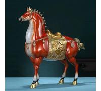 Estatua De Latón De Un Caballo De La Dinastía Tang, Obra De Arte Del Caballo Del Zodiaco, Decoración De Feng Shui for El Salón Y La Oficina(Red,S)