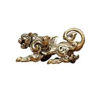 Estatua de latón Kylin en miniatura, símbolo de cultura china antigua, criatura mítica, figura de decoración del hogar, ornamento pequeño Kylin estatua para escritorio
