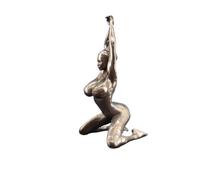 Estatua de latón negro sexy postura de rodillas Yoga Postura Belleza Mujer Mujer Mujer Desnuda Escultura Figuras Miniaturas Arte Corporal Manualidades Escritorio Coche Adornos