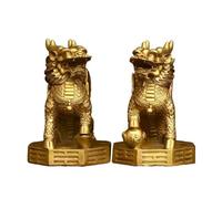 Estatua de latón para decoración del hogar Feng Shui, Qilin, Bestia Sagrada, Estatua de Kirin Fengshui, Pieza de Arte China Antigua mítica para el hogar y la Oficina, 15.