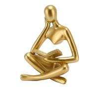 Estatua de Lectura de Pensador, Figura Sentada de Resina, Adorno de Arte Abstracto con Acabado Brillante, No Tóxico para Decoración de Escritorio, Gabinete de Sala de Estar (Oro)