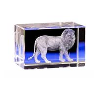 Estatua de león de cristal grabada con láser 3D para decoración del hogar, cumpleaños, regalos (50x50x80mm)