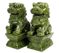 Estatua de León de Jade del Sur Escultura León de Beijing Decoración Feng Shui Muebles para el hogar （2 Psck）