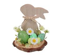 Estatua de liebre de madera, decoración de Pascua, escultura de animales de madera tallada a mano, adorno para festival, estante de mesa, chimenea, liebre de madera de Pascua