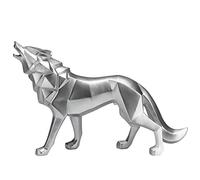Estatua de Lobo de Resina Artesanal de 32 cm, Bonita Figura de Lobo para decoración del hogar, escritorios y estanterías, Adorno de Mesa para Sala de Estar.