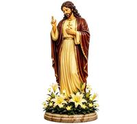 Estatua de luz de jardín María, escultura religiosa de resina decorativa, de kit de decoración de Santa Madre María, estilo de diseño espiritual pacífico, uso en exhibición al aire libre