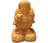 Estatua de madera de Dios Riqueza hecha a mano, escultura de madera, decoración vintage de boj, adorno de escritorio para sala de estar, dormitorio, oficina, hogar, escultura Feng Shui