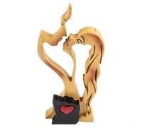 Estatua de madera para pareja besándose, adorno de amor en forma de corazón para decoración del hogar, figura de madera tallada a mano, regalos para San Valentín, aniversario de boda