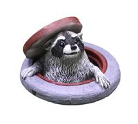 Estatua de mapache: obra de arte de resina fundida, característica visual encantadora del césped | Divertida decoración exterior para colocar en el porche del patio, acento en miniatura duradero que a