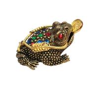Estatua de mascotas de té de rana sapo: sapos de patas de cobre que sostienen la moneda | Tés bandeja de decoración animal de la suerte y riqueza | Figura de prosperidad antigua | Ornamento de Fe