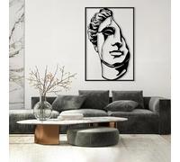 Estatua de Metal Minimalista Moderna con la Cara de David, decoración de Pared, Estilo Griego, Arte Romano, Ideal para Sala de Estar, Dormitorio y baño (Negro, 76 x 51 cm).