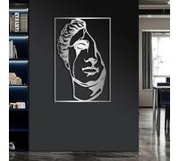 Estatua de Metal Minimalista Moderna con la Cara de David, decoración de Pared, Estilo Griego, Arte Romano, Ideal para Sala de Estar, Dormitorio y baño (Plateada, 90 x 60 cm).